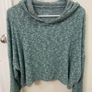 American Eagle Women's cropped hooded shirt